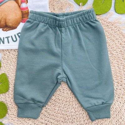 Conj. Casaco Capivara Adventure e Calça de Moletom - Off White e Verde